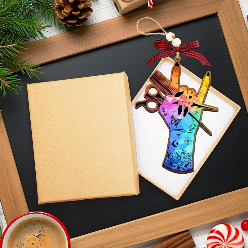 HEXMOZ Hairdresser Christmas Ornament 2025 - Gifts for Hairdressers, Hair Stylists, Female Barbers - Hair Dresser, Hairstylist, Beautician Gift for Women - Acrylic Wood Ornament - Image 5